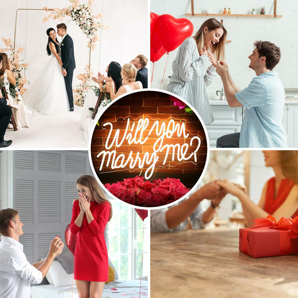 Will You Marry Me Neon Sign for Wedding Party Backdrop Marry Me Light Up Letters