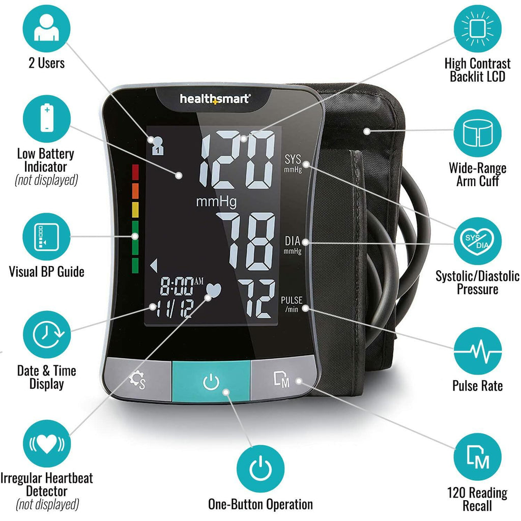 HealthSmart Digital Premium Blood Pressure Monitor with Automatic Upper Arm Cuff