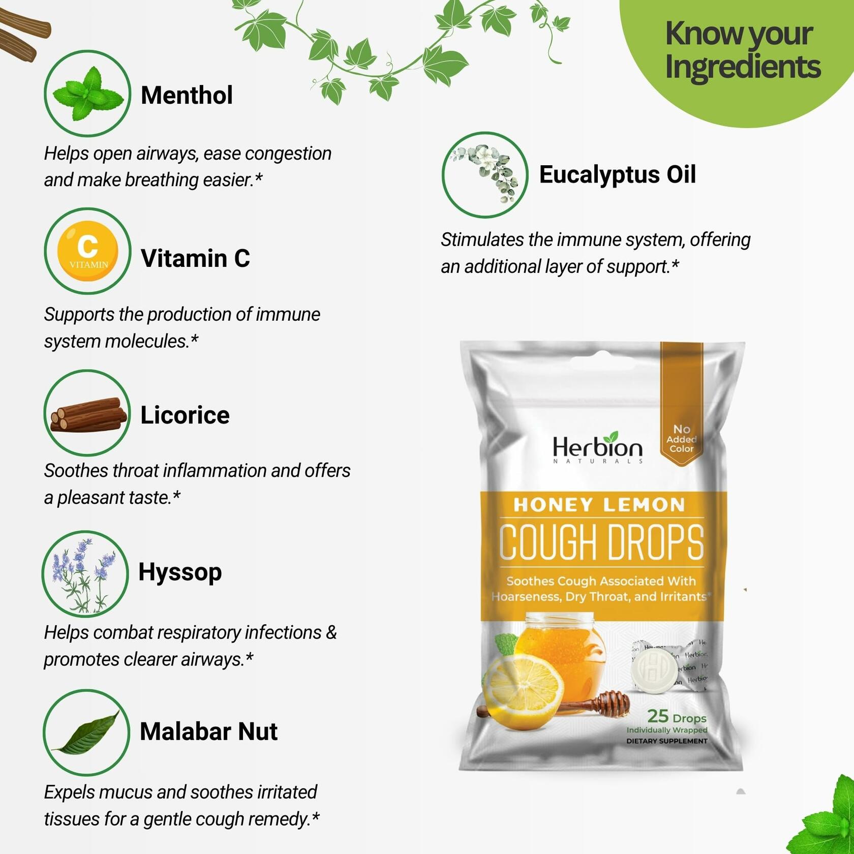 Pack of 5 HERBION Naturals Cough Drops with Honey Lemon Flavor, Dietary