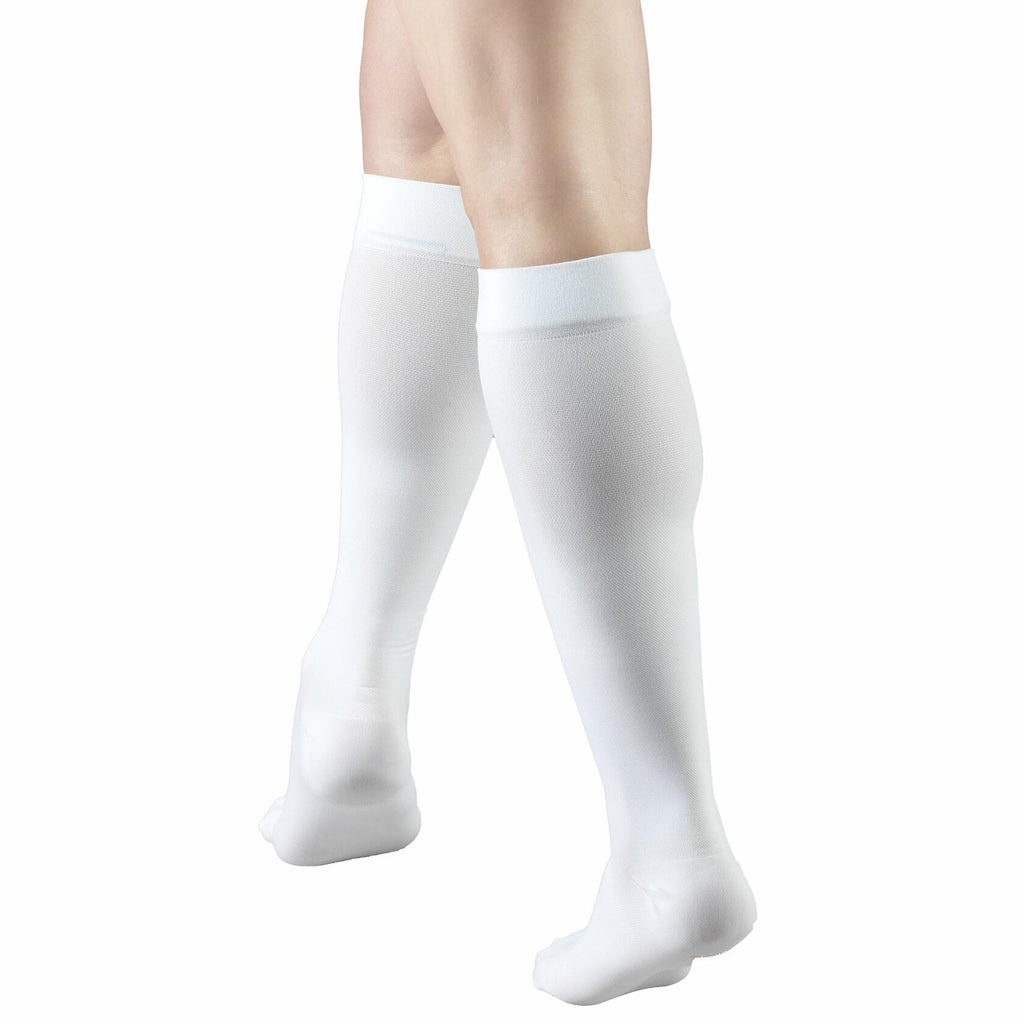 White XL Truform Surgical Stockings, 18 mmHg Compression for Men and Women, Knee