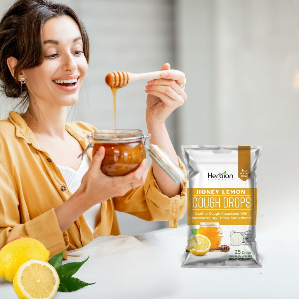 Pack of 5 HERBION Naturals Cough Drops with Honey Lemon Flavor, Dietary