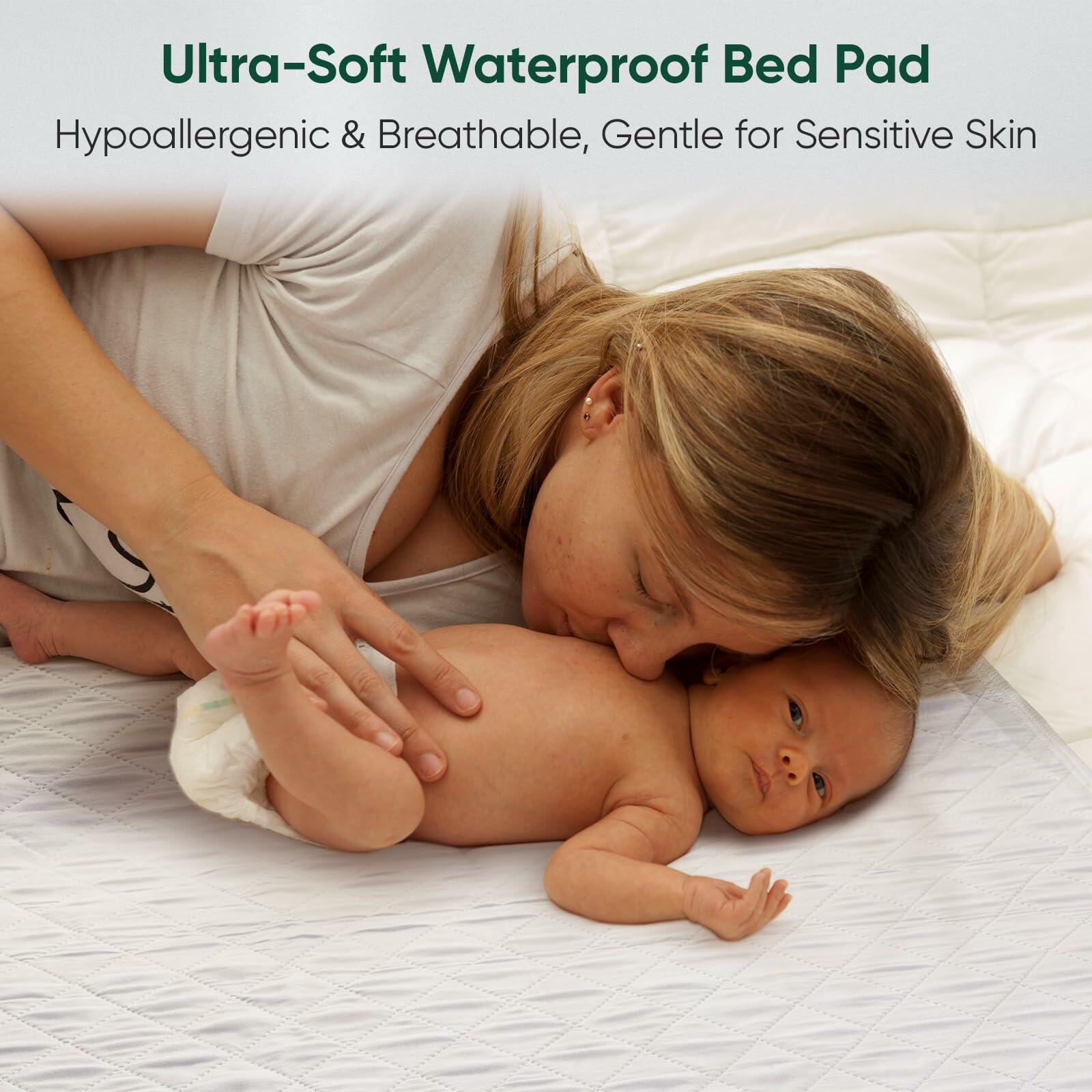 1 Pack Bed Pads Washable Waterproof, King (76" x 36") Incontinence Bed Pads &