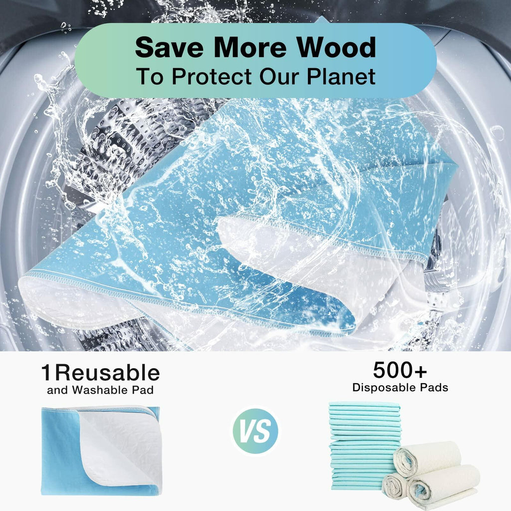 3 Pack SOLOSHINE Washable Waterproof Underpads, 24" x 18"  Heavy Absorbency