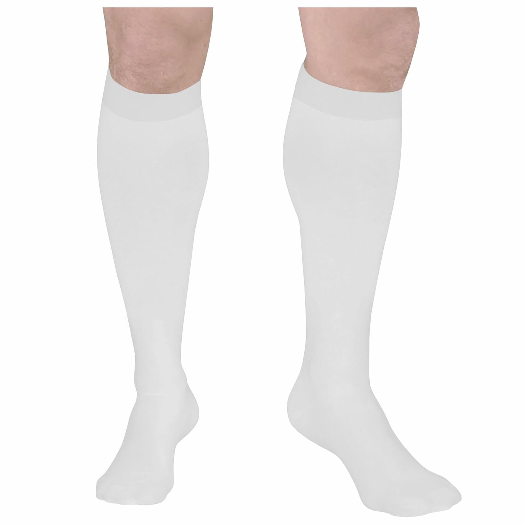 White XL Truform Surgical Stockings, 18 mmHg Compression for Men and Women, Knee