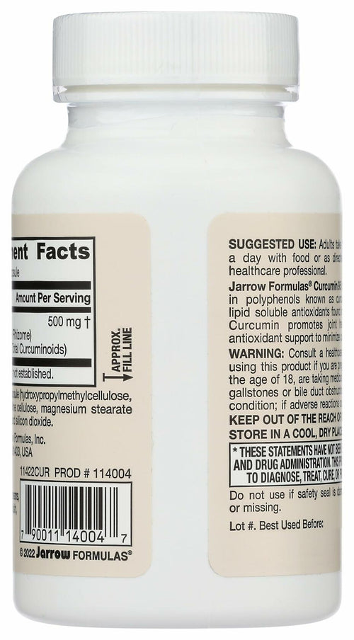 60 Capsules Jarrow Formulas Curcumin 95, Provides Antioxidant Support, 500 mg