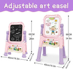 Mojitodon Art Easel for Kids, Adjustable Standing Rotatable Double Sided Easel