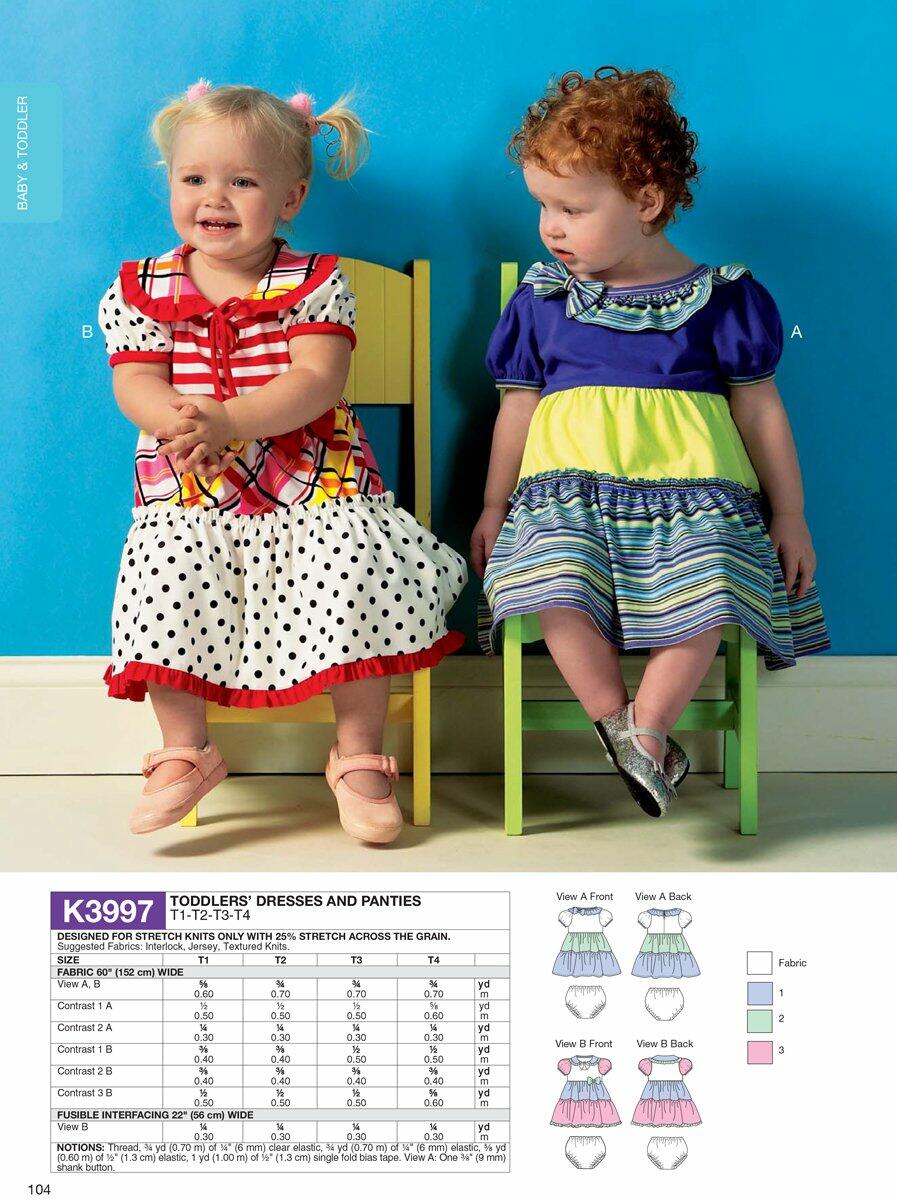 KWIK-SEW PATTERNS K3997OSZ Toddlers' Dresses and Panties Sewing Template