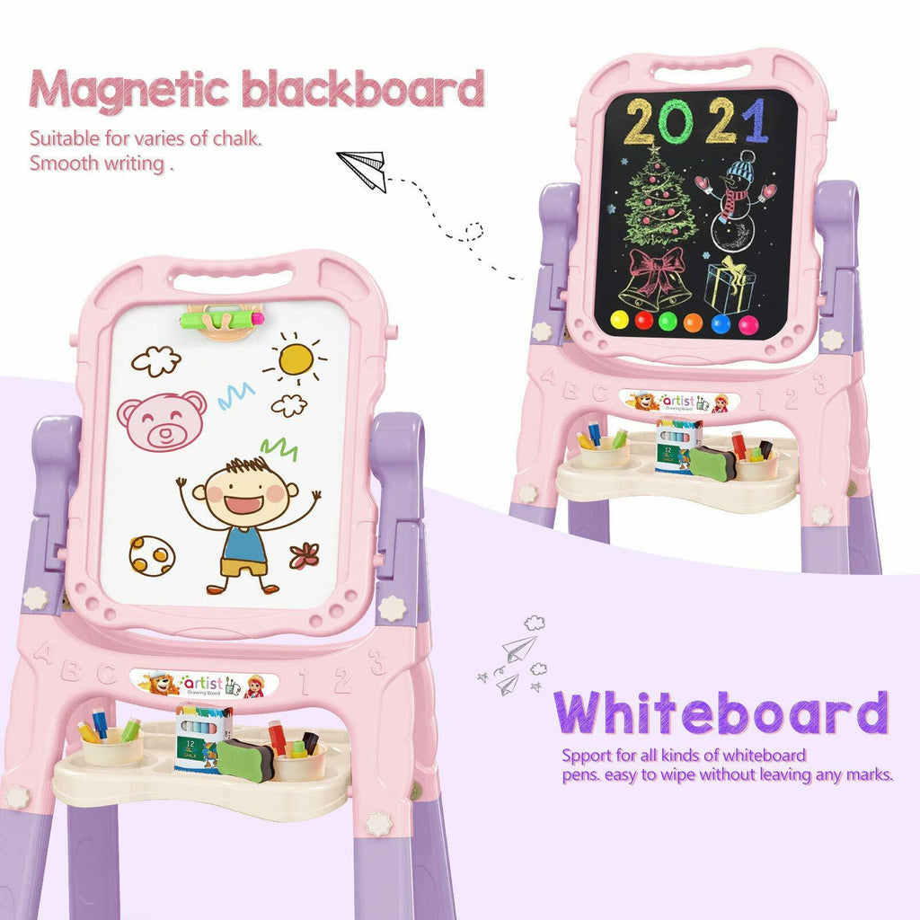 Mojitodon Art Easel for Kids, Adjustable Standing Rotatable Double Sided Easel