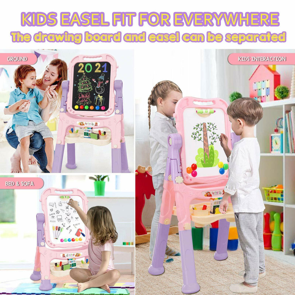 Mojitodon Art Easel for Kids, Adjustable Standing Rotatable Double Sided Easel