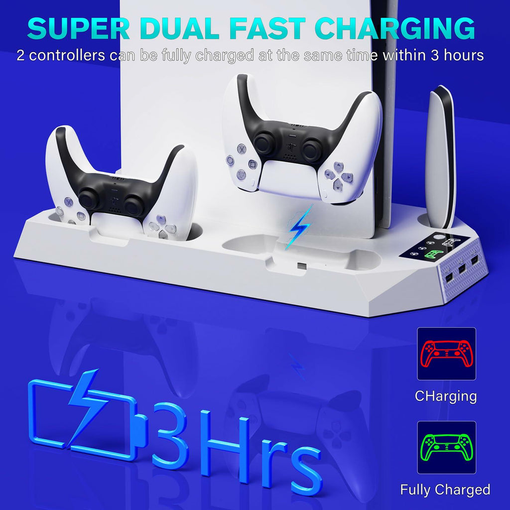 PS5/Slim/Pro Cooling Station for PS5 Disc & Digital Console, PS5 Stand Cooling