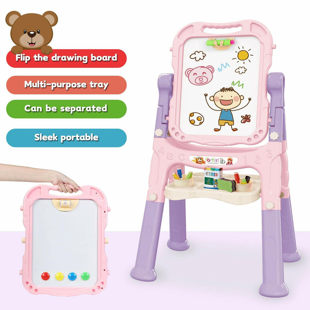 Mojitodon Art Easel for Kids, Adjustable Standing Rotatable Double Sided Easel