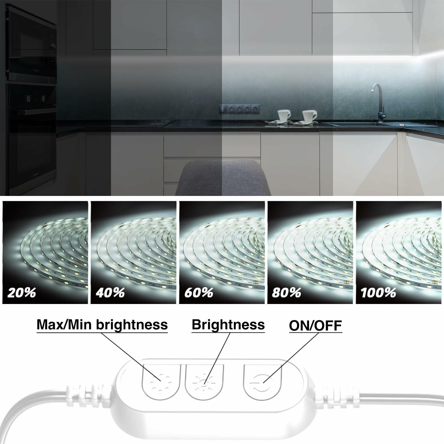 dalattin White LED Strip Lights, 20ft Dimmable Super Bright 24V Led Tape Light
