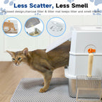 TENTIZON Stainless Steel Cat Litter Box with Lid, XL Large Covered Kitty