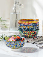 6 Pack HENXFEN LEAD Small Dessert Bowls – 10 oz Boho Ceramic Bowls for Ice