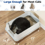 TENTIZON Stainless Steel Cat Litter Box with Lid, XL Large Covered Kitty