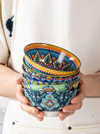 6 Pack HENXFEN LEAD Small Dessert Bowls – 10 oz Boho Ceramic Bowls for Ice