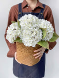 JINWOE 4PCS White Faux Hydrangea Flowers 21" Vintage Real Touch Latex Silk