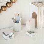 Aesthetic Desk Organizer Set of 3 For Your Office - Sturdy Concrete Desktop