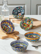 6 Pack HENXFEN LEAD Small Dessert Bowls – 10 oz Boho Ceramic Bowls for Ice
