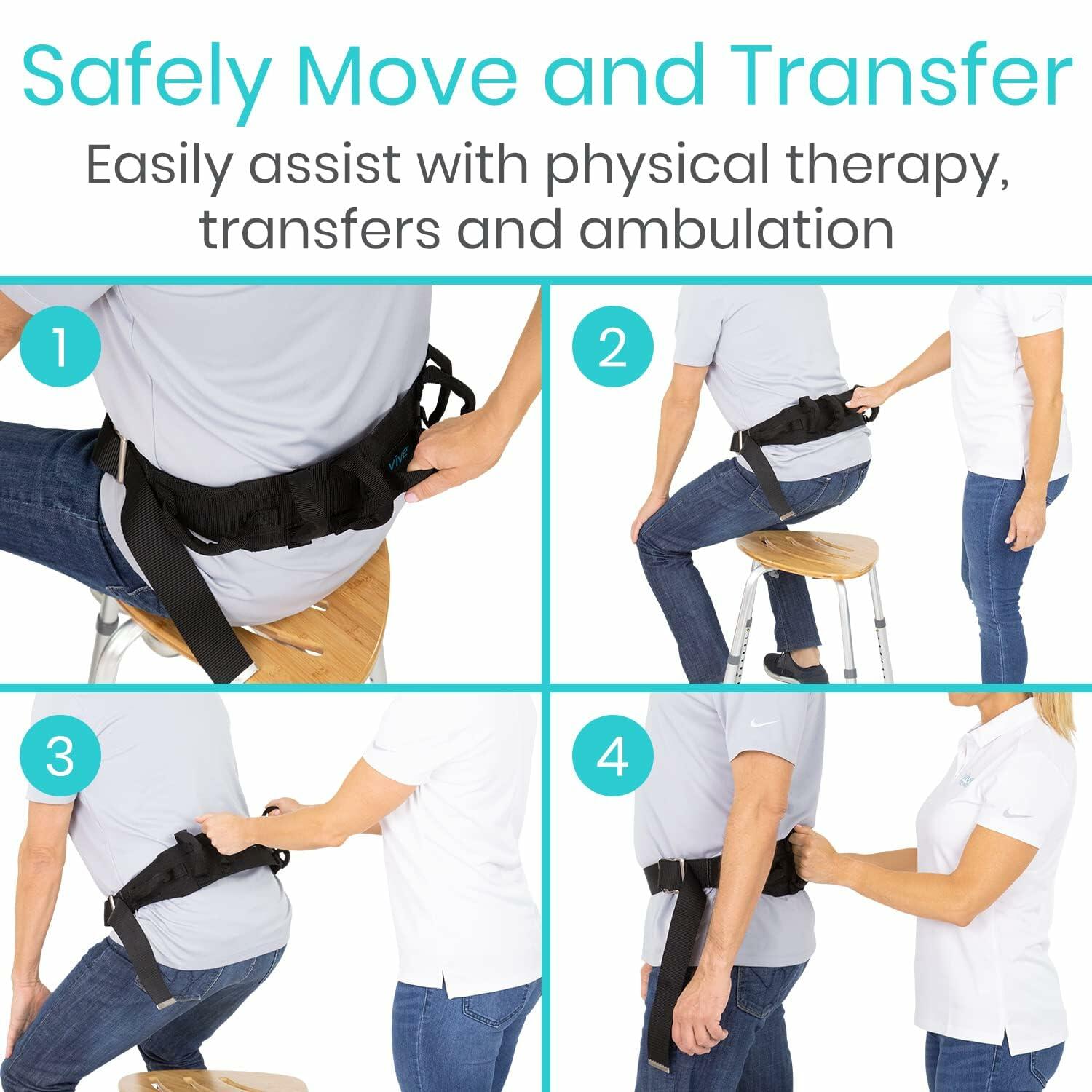 Vive Gait Belt (300lbs) Transfer Belt with Handles - Medical Nursing Safety