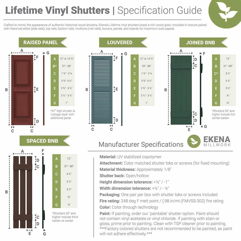 2 Packs Of 12 Ekena Millwork LVSL0012WB 3" Lifetime Vinyl Shutter-Lok's