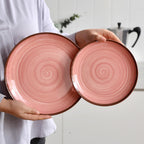 12Pcs Melamine Dinnerware Set, Plates And Bowls Sets for 4, Pink Color