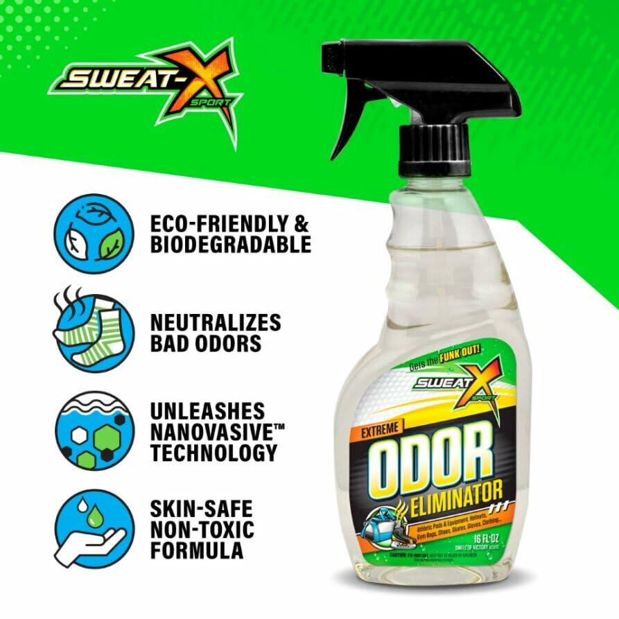 2 Pack SweatX Extreme Odor Spray - Multipurpose No-Wash Deodorizer - Ideal for