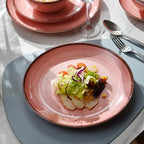 12Pcs Melamine Dinnerware Set, Plates And Bowls Sets for 4, Pink Color