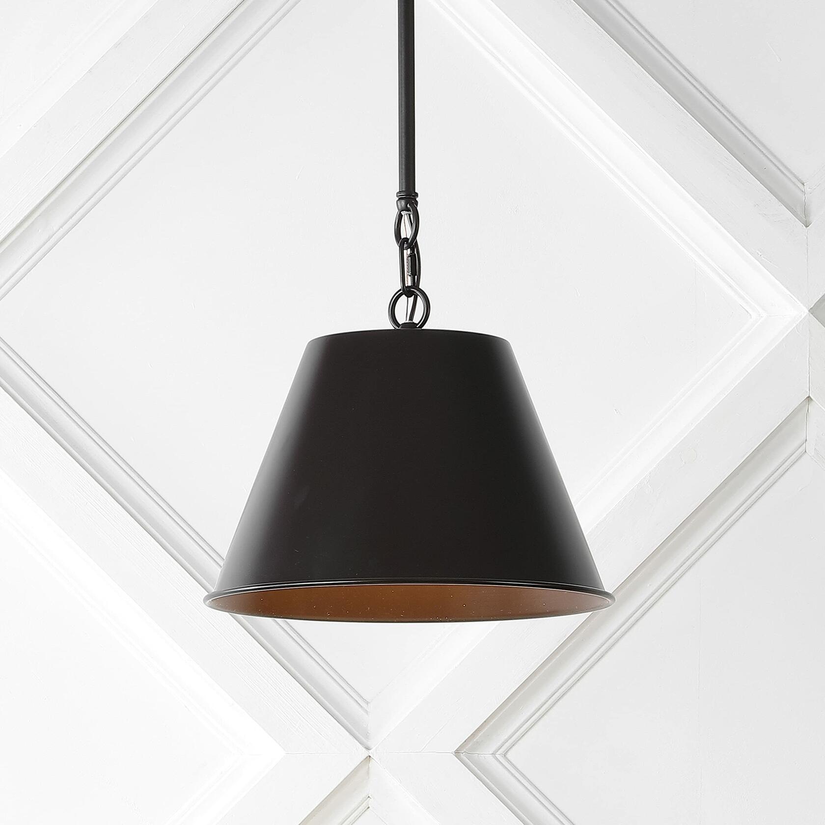 JONATHAN Y JYL7586A Harper 12" 1-Light Industrial Farmhouse Iron LED Pendant