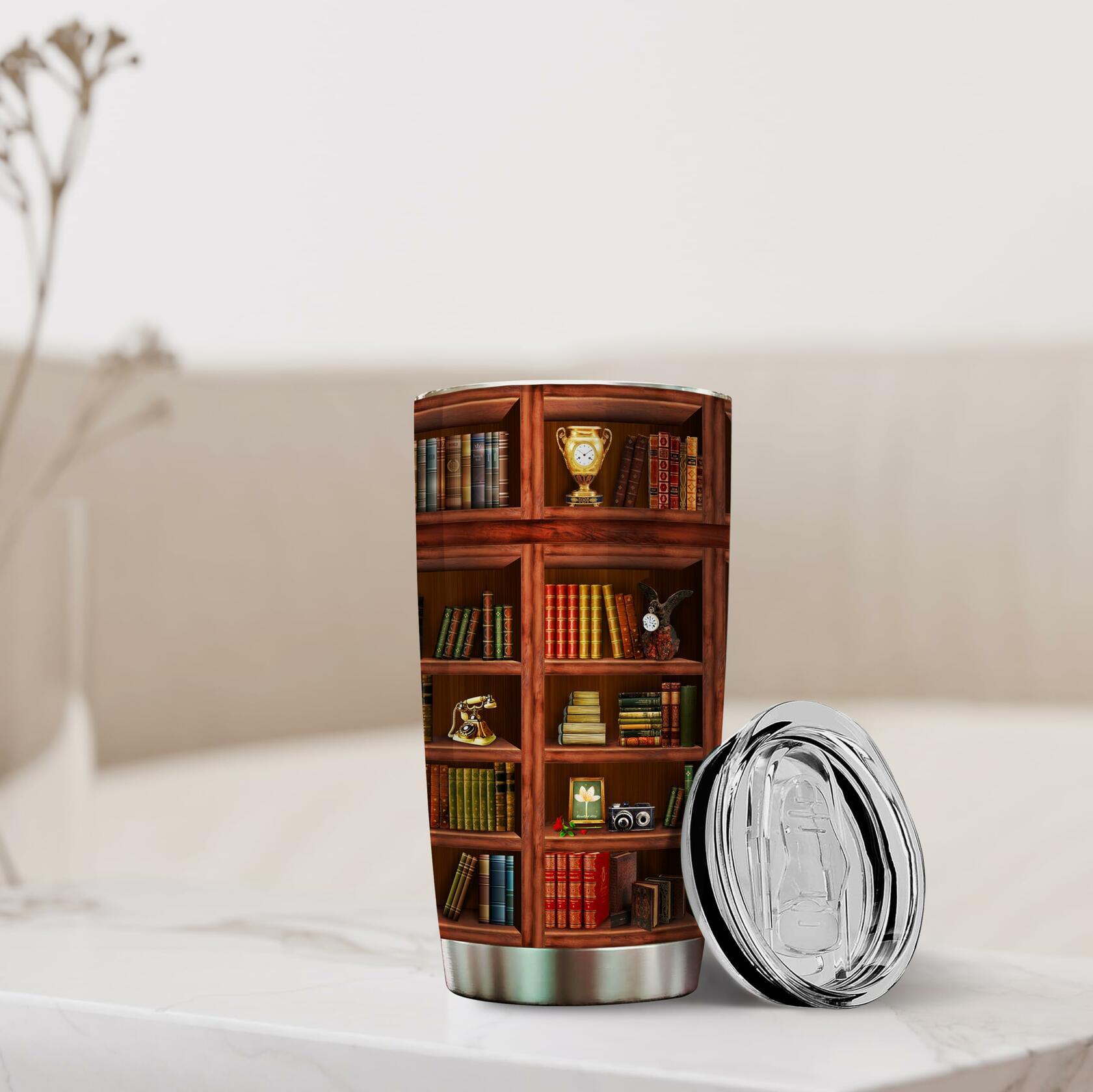 Book Tumbler Library Travel Mug Bookish Gifts For Book Lovers Women Librarian -