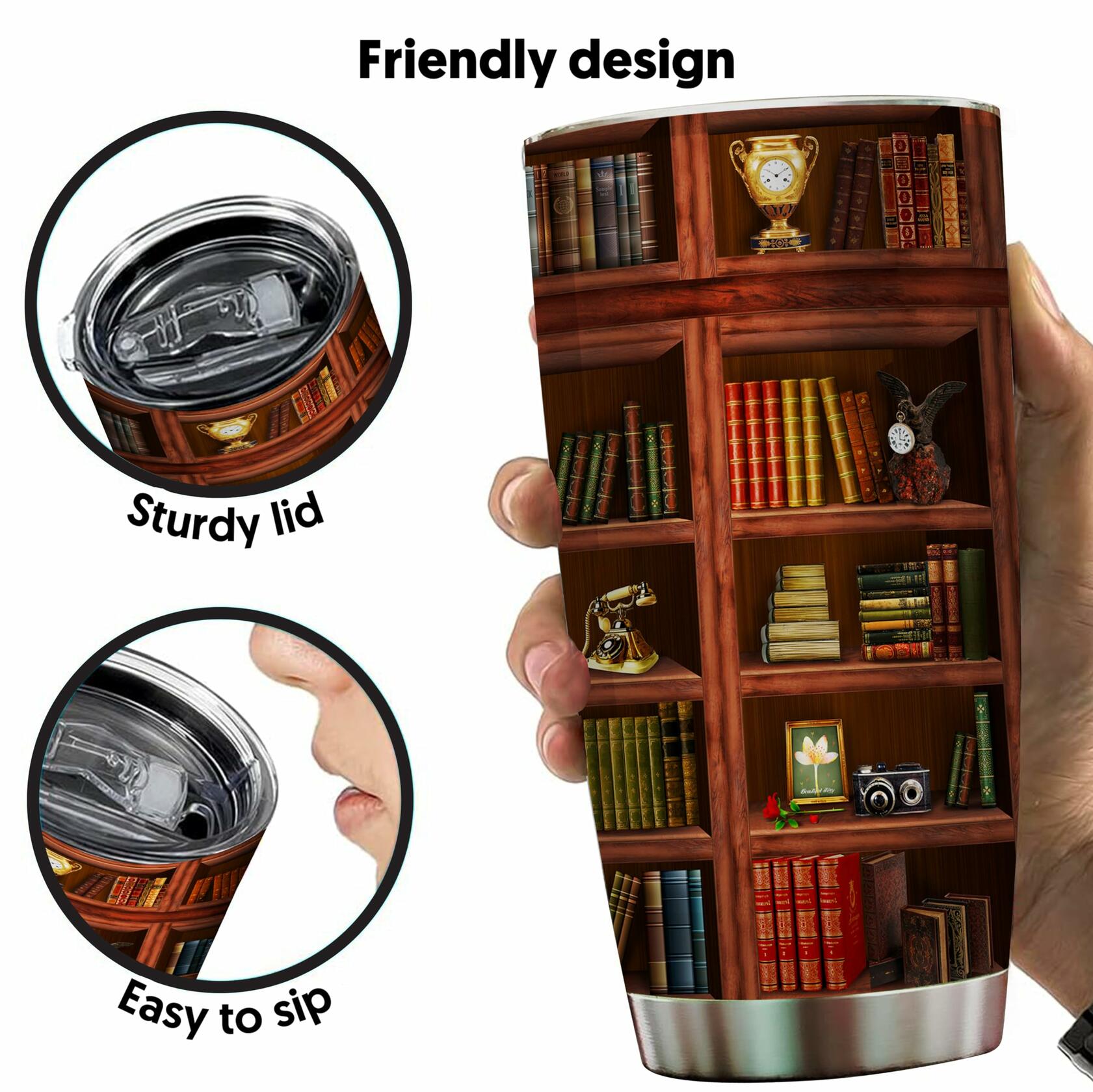 Book Tumbler Library Travel Mug Bookish Gifts For Book Lovers Women Librarian -