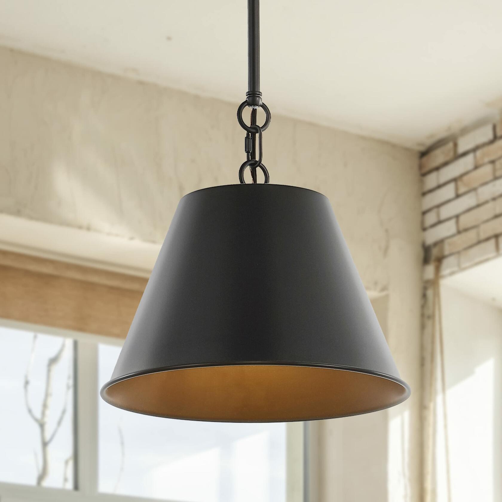 JONATHAN Y JYL7586A Harper 12" 1-Light Industrial Farmhouse Iron LED Pendant