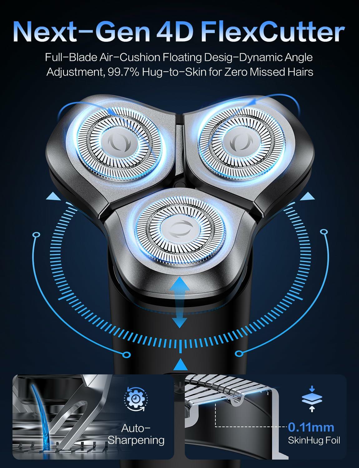 eboboin Electric Razor for Men, Men's Electric Shaver, 3-Blade Rotary Shaving