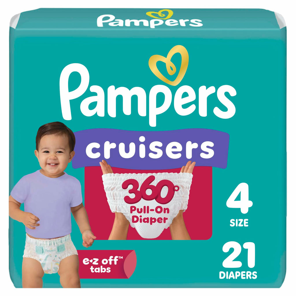 42 Count Pampers Diapers - Cruisers 360° - Size 4, up to 100% Leakproof Fit,