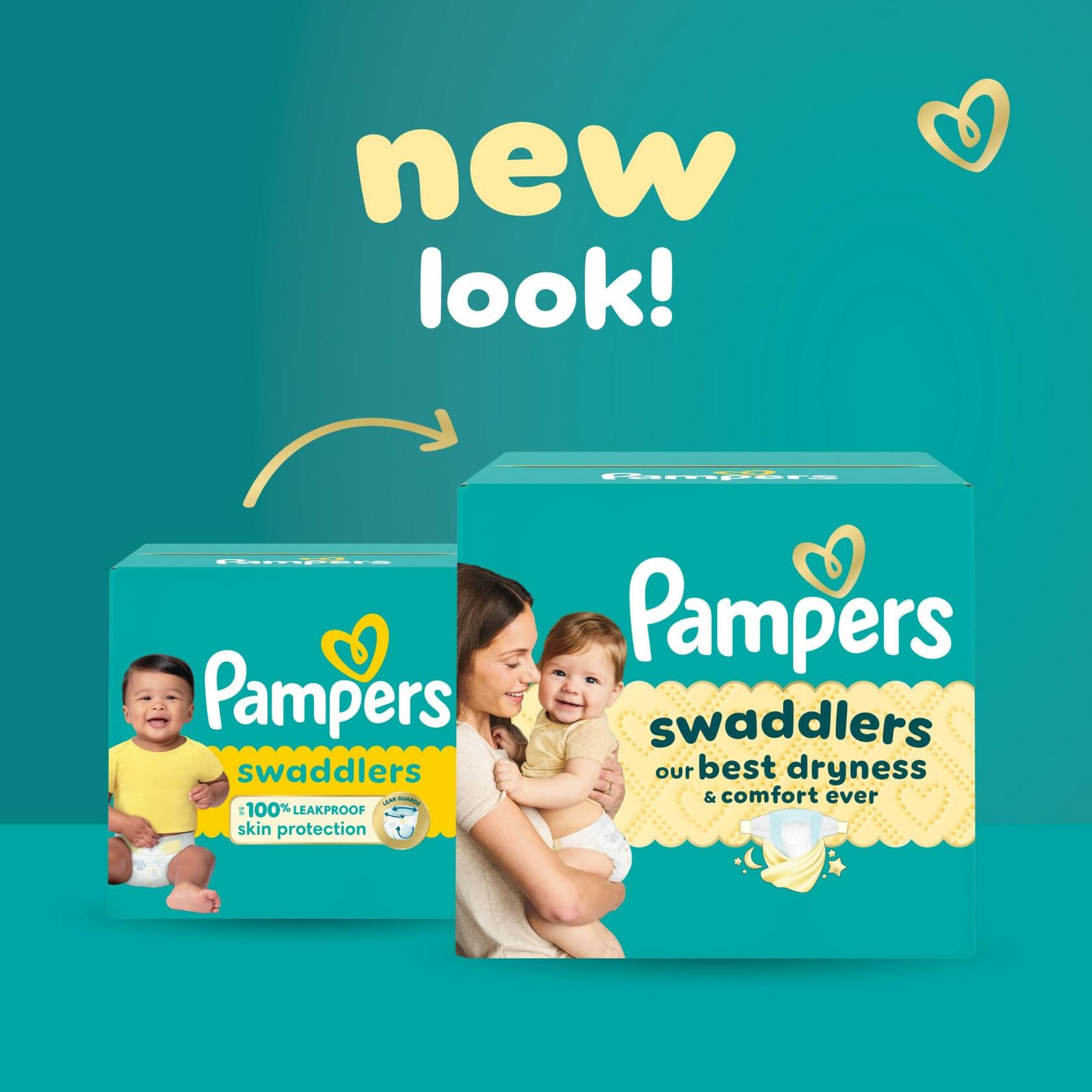 64 Count Pampers Swaddlers Diapers, Size 1 (8-14 lbs), Absorbent, Keeps Baby Dry
