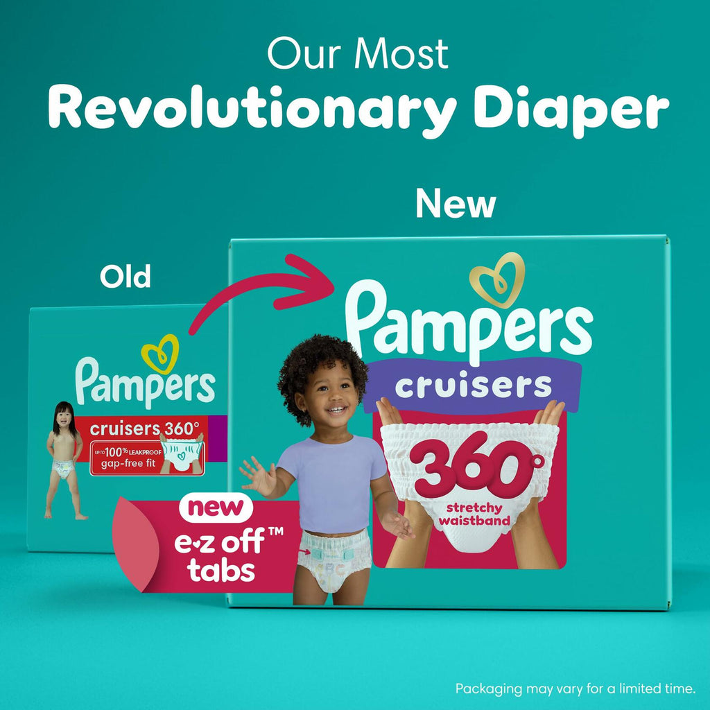 42 Count Pampers Diapers - Cruisers 360° - Size 4, up to 100% Leakproof Fit,