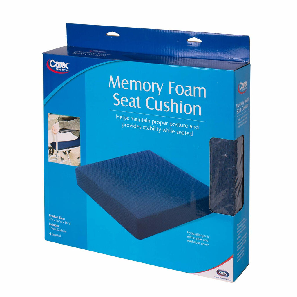 Carex Memory Foam Seat Cushion, 18" x 16" x 3", Office Chair Cushion and