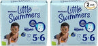 34 Count Huggies Little Swimmers Disposable Swim Diapers, Size 5-6 Large, Blue