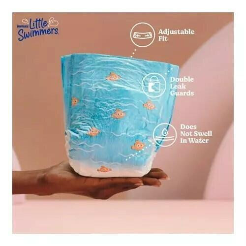 34 Count Huggies Little Swimmers Disposable Swim Diapers, Size 5-6 Large, Blue