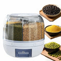 Wnnideo Rotating Grain Storage Bin 6 Grids Rice Container One-Click Output Large