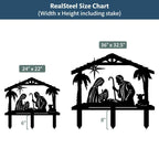 RealSteel Outdoor Nativity Scene Metal Yard Art | O Holy Night Christmas Lawn