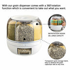 Wnnideo Rotating Grain Storage Bin 6 Grids Rice Container One-Click Output Large