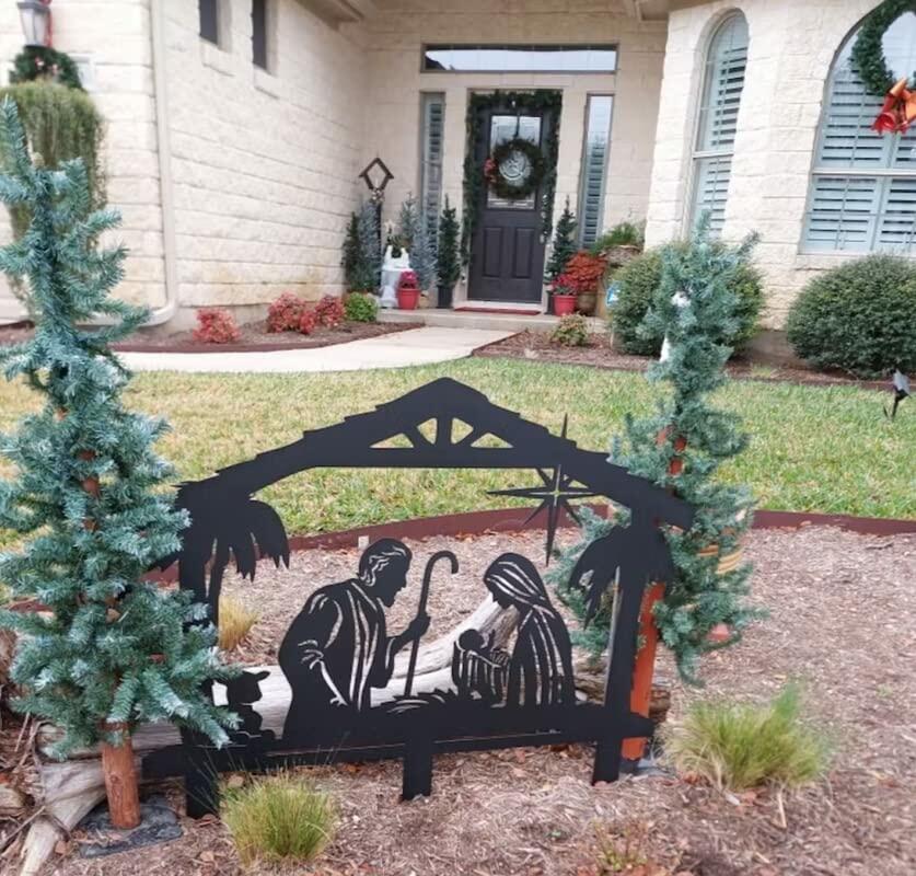 RealSteel Outdoor Nativity Scene Metal Yard Art | O Holy Night Christmas Lawn