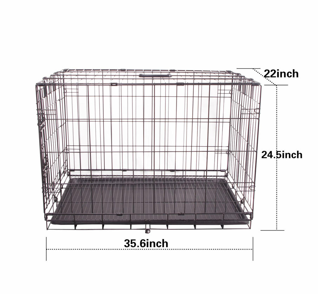 FOURPAW Durable,  35.6 x 22 x 24.5 Inches Foldable Metal Wire Dog Crate with