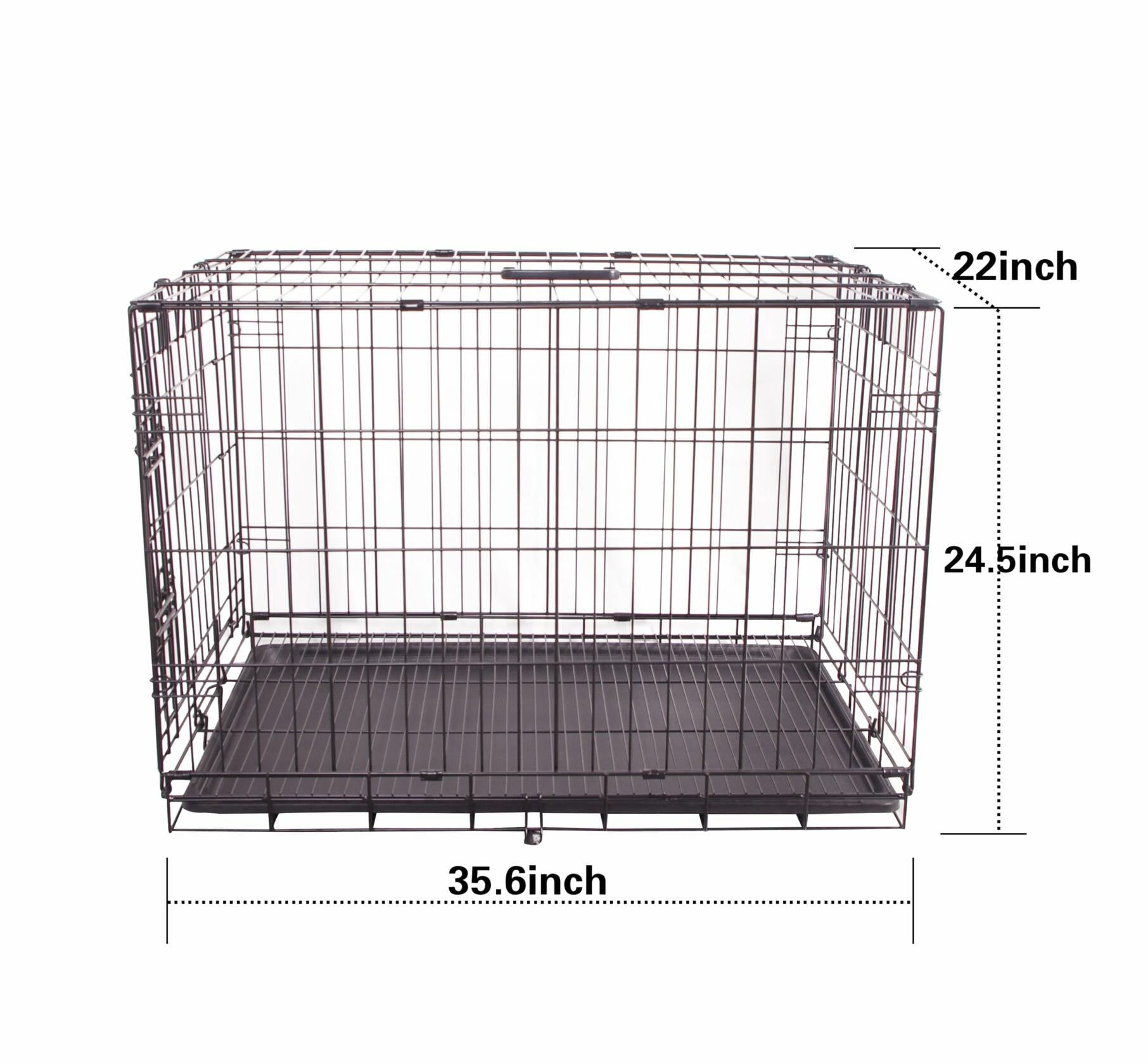 FOURPAW Durable,  35.6 x 22 x 24.5 Inches Foldable Metal Wire Dog Crate with