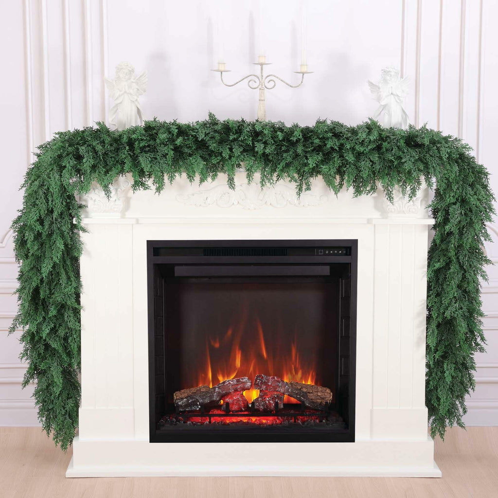Hananona 9 FT Artificial Cedar Garlands, Real Touch Winter Cedar Pine Garland,