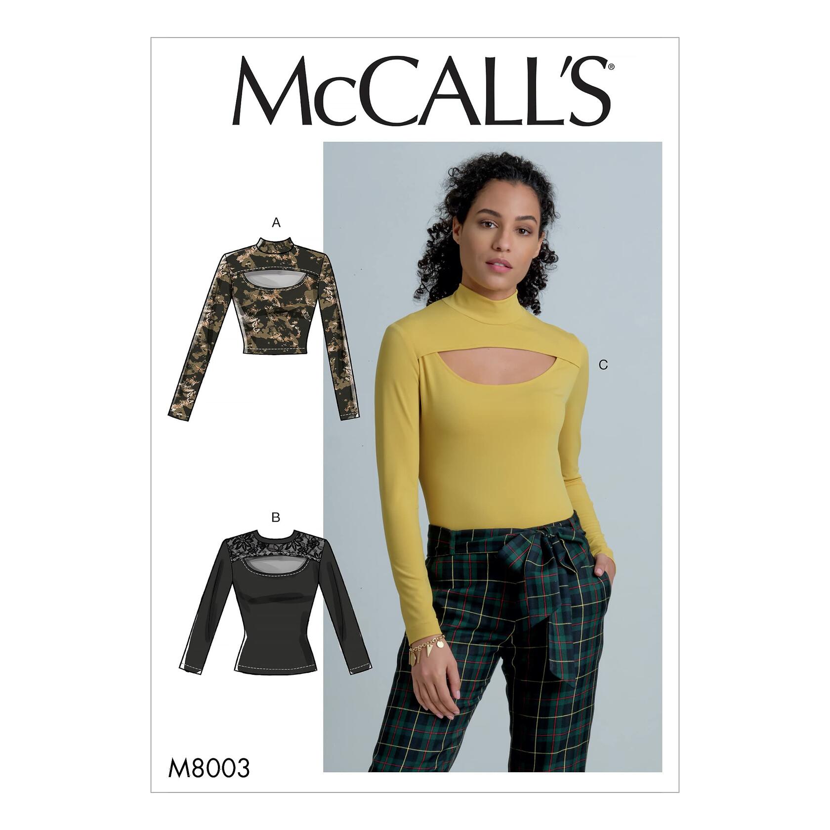 McCall's M8003A5 Women's Pullover and Close Fit Shirt Sewing Patterns, Sizes