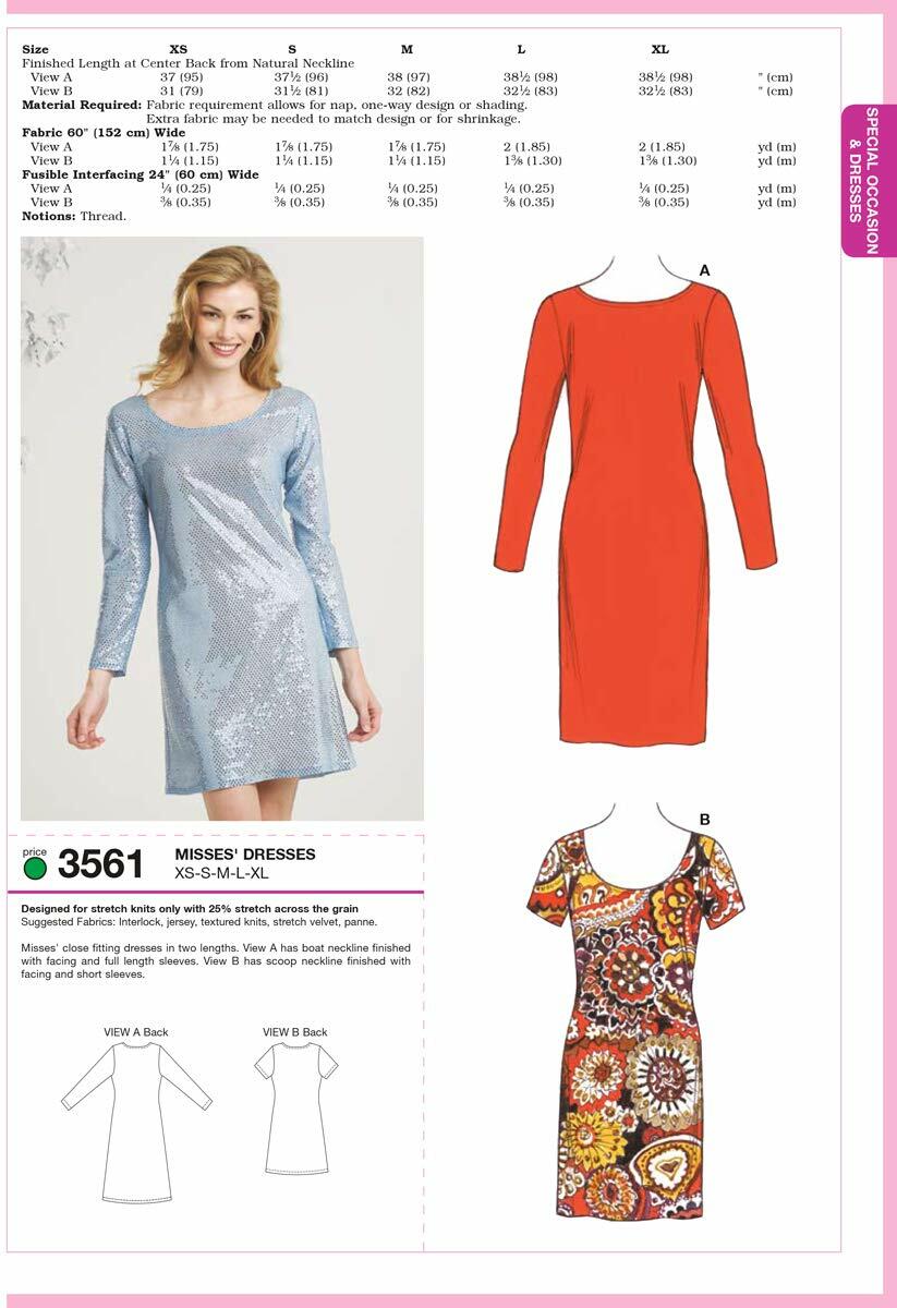 Kwik Sew K3561 Dresses Sewing Pattern, Size XS-S-M-L-XL