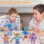 Robots Wooden Snap-Together Building Toys – 28-Piece STEM Montessori Educational