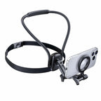 Magnetic Phone Holder Neck Mount: Hands Free Chest Stand with Fixed Strap for